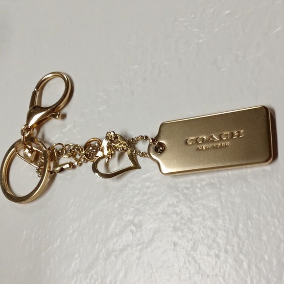 Coach Accessories - Coach New York Gold Metal Bag Tag Charm/Keyring w/Gold Heart Charm